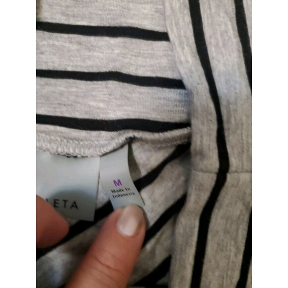 Athleta Stripe Gray Black Seaside Maxi Foldover Skirt Womens‎ Medium - Picture 4 of 7